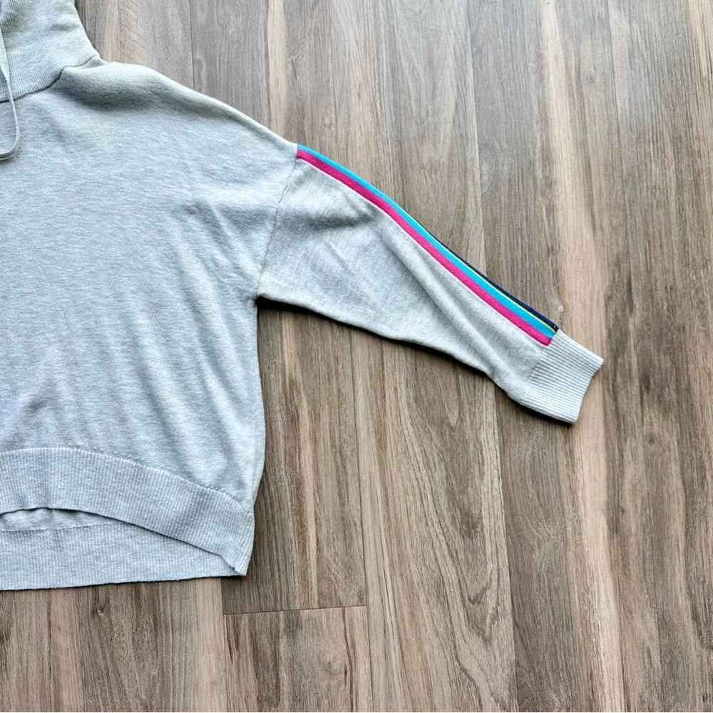 Love‎ by Gap Stripe Lurex Turtleneck Sweater Merino Blend Gray M